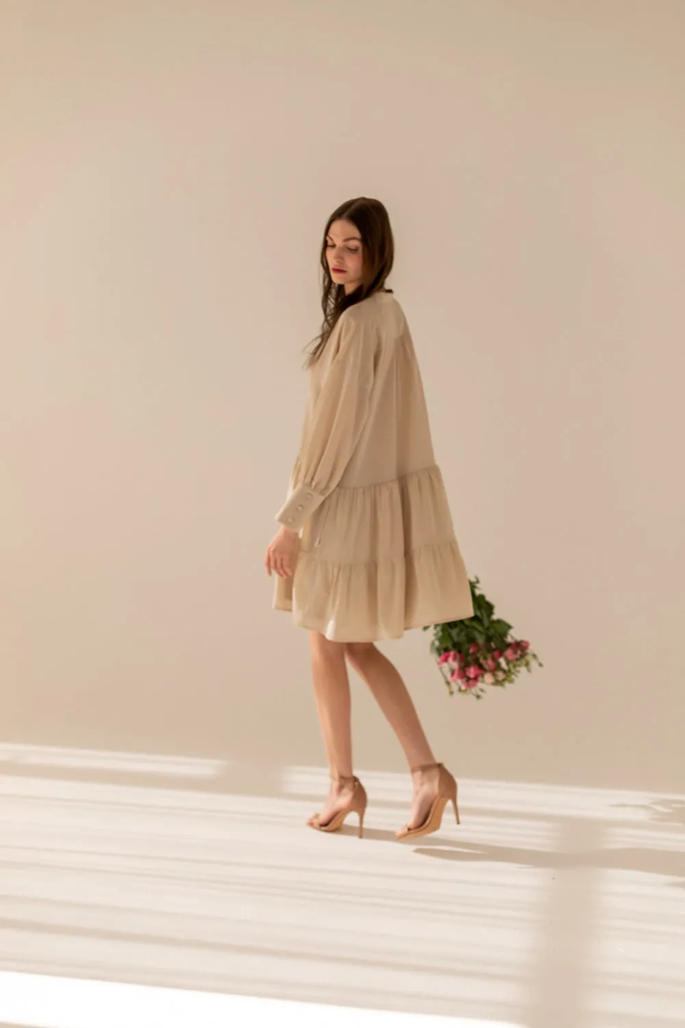 Anais Silk Dress Light Beige