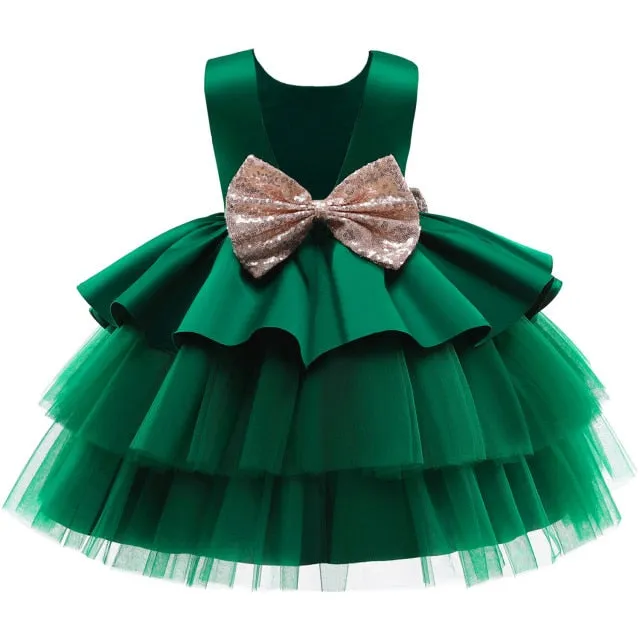 Baby-Toddler Fluffy Tutu Big Bow Dress-Birthday Party- Flower Girl Wedding Dress