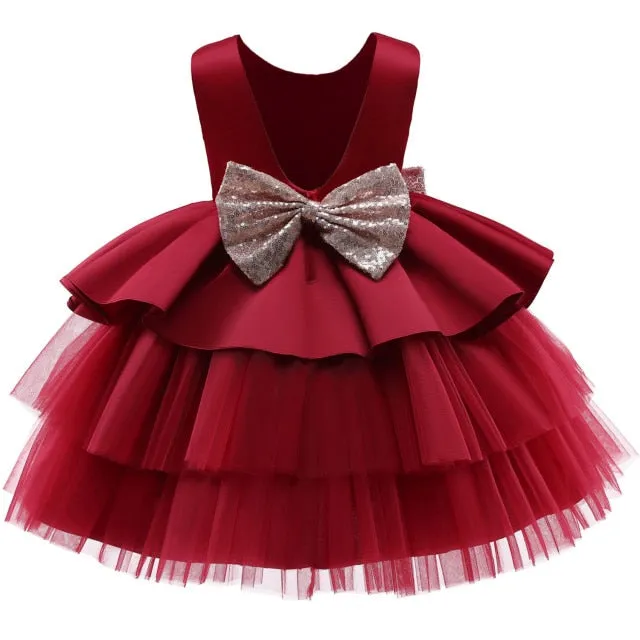 Baby-Toddler Fluffy Tutu Big Bow Dress-Birthday Party- Flower Girl Wedding Dress