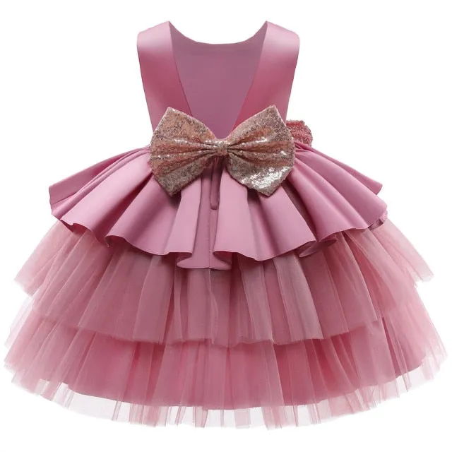 Baby-Toddler Fluffy Tutu Big Bow Dress-Birthday Party- Flower Girl Wedding Dress