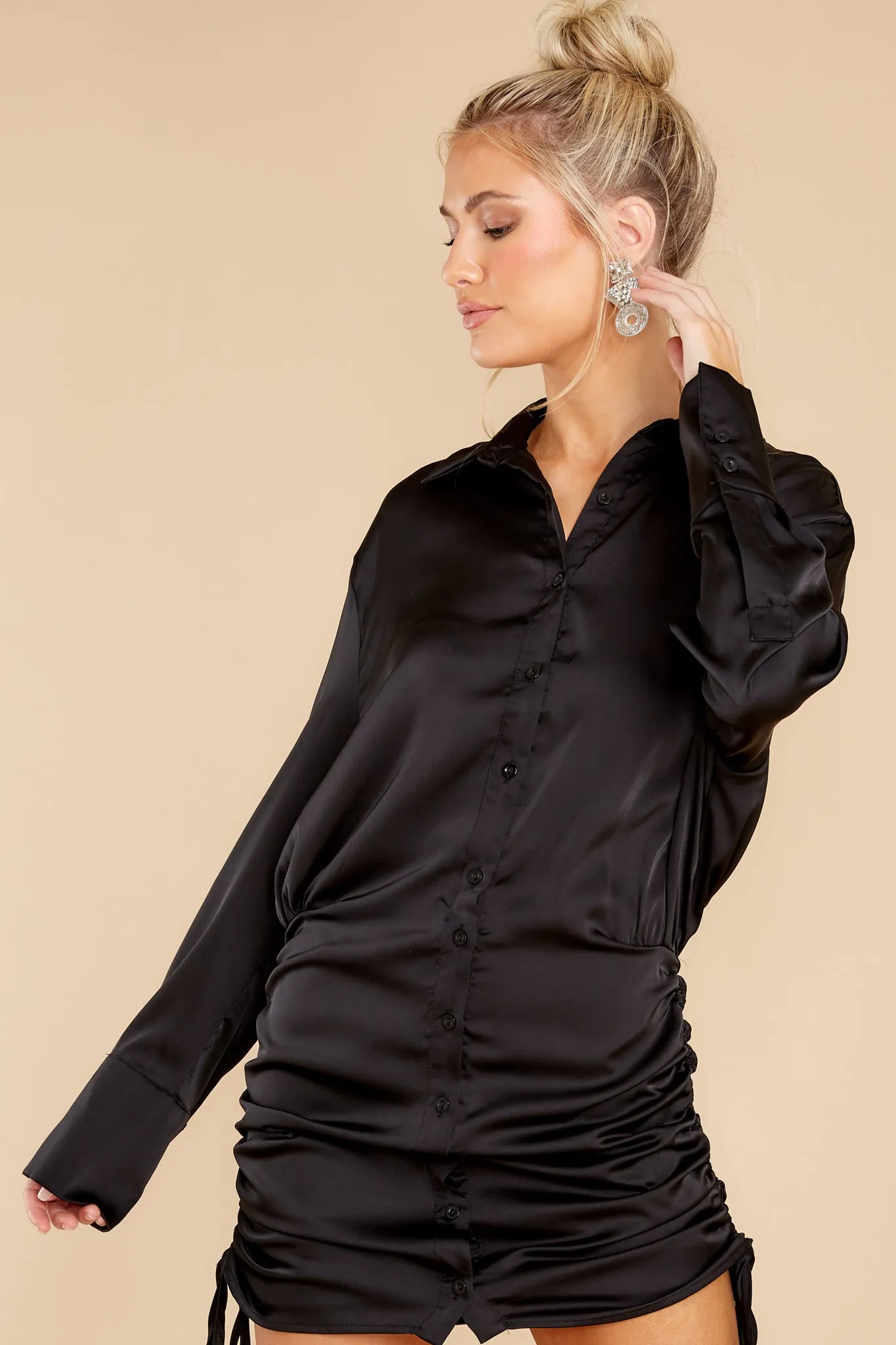 Be A Star Black Button Up Dress