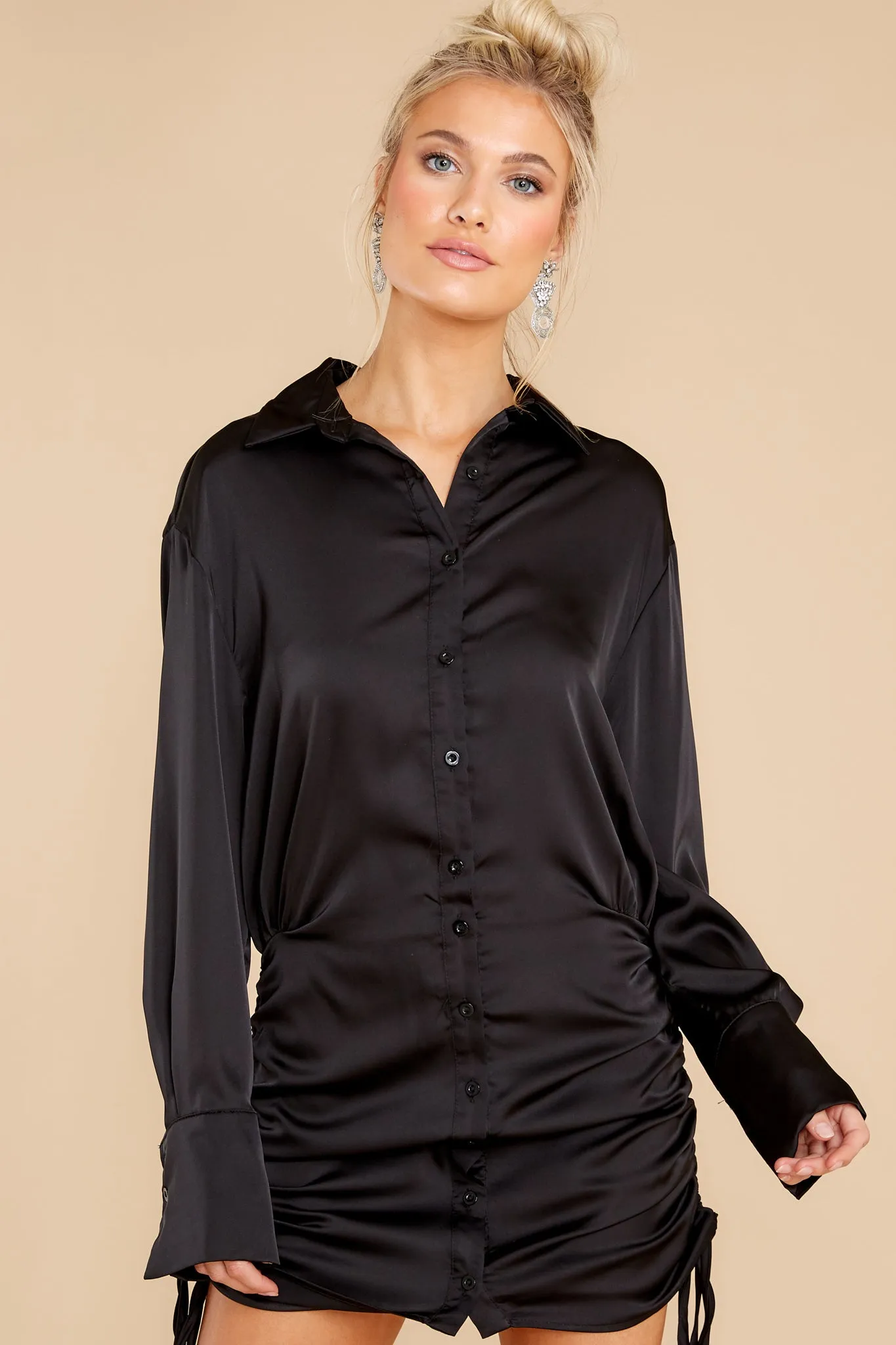 Be A Star Black Button Up Dress