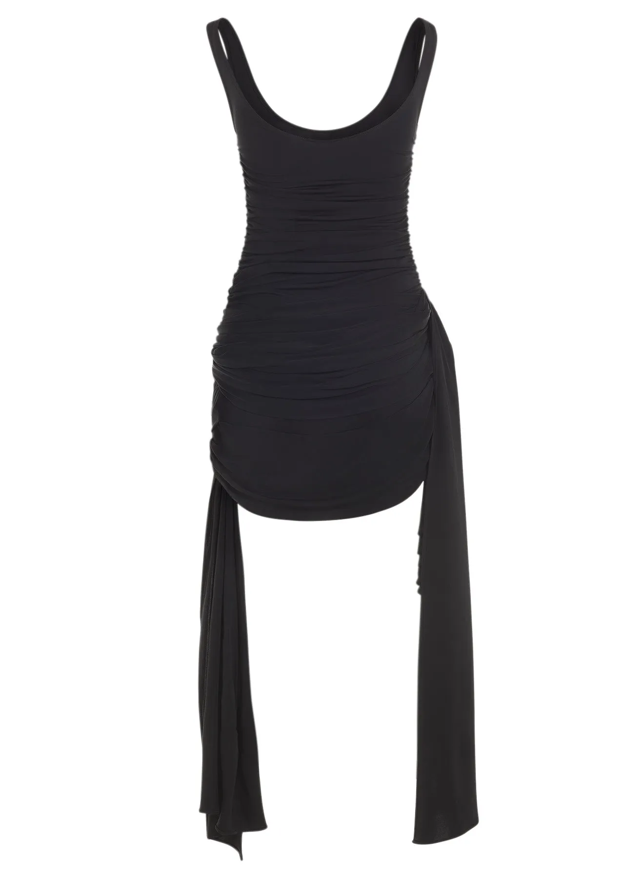 black draped jersey dress