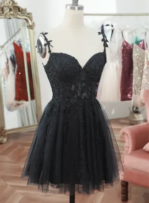 Black Short Sweetheart Tulle Homecoming Dress Black Short Prom Dress Party Dress