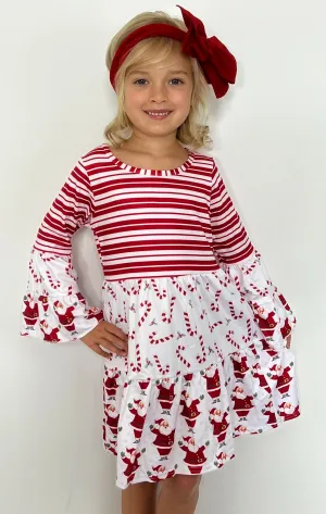 Candy Cane-Santa Triple Ruffle Dress