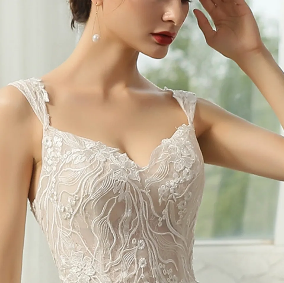 Cap Sleeve Wedding Dress With Glittery Appliqués