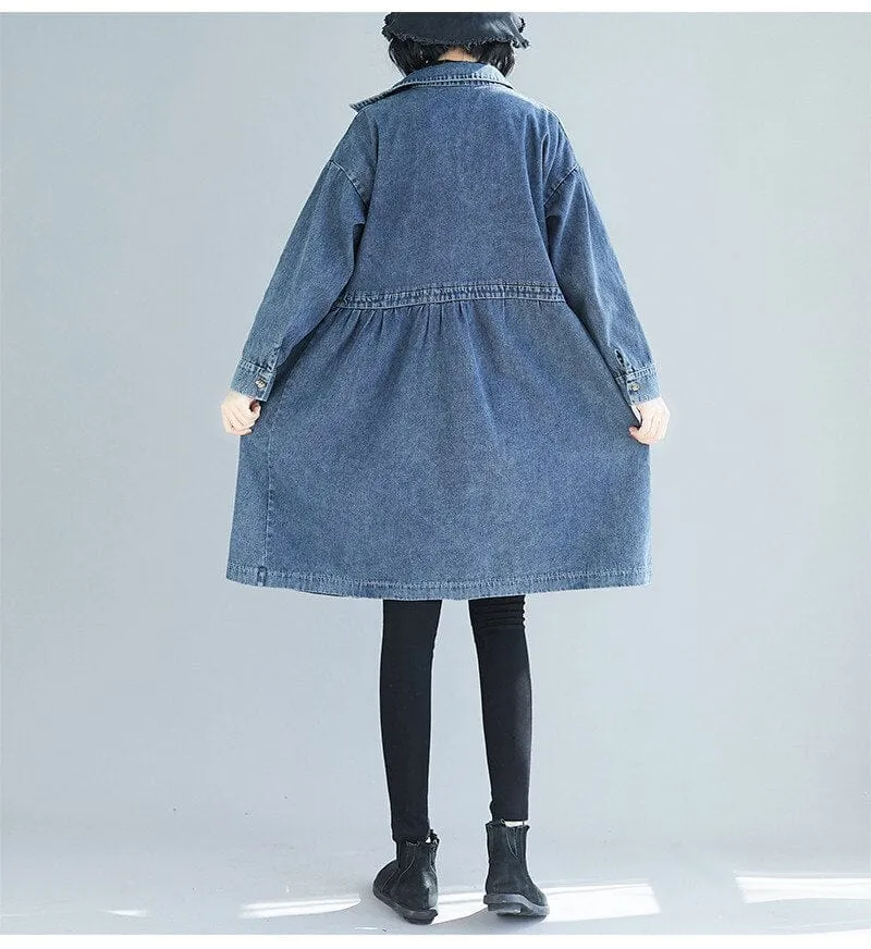 Casual Denim Trench Coat