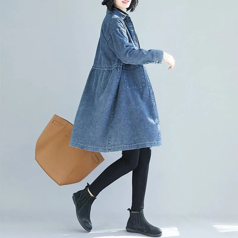 Casual Denim Trench Coat