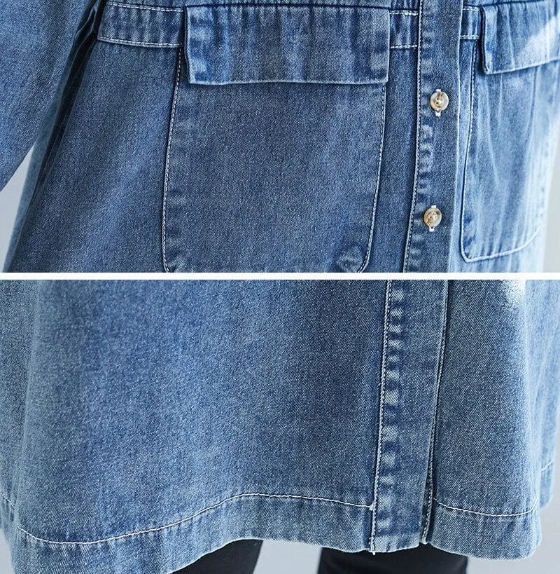 Casual Denim Trench Coat