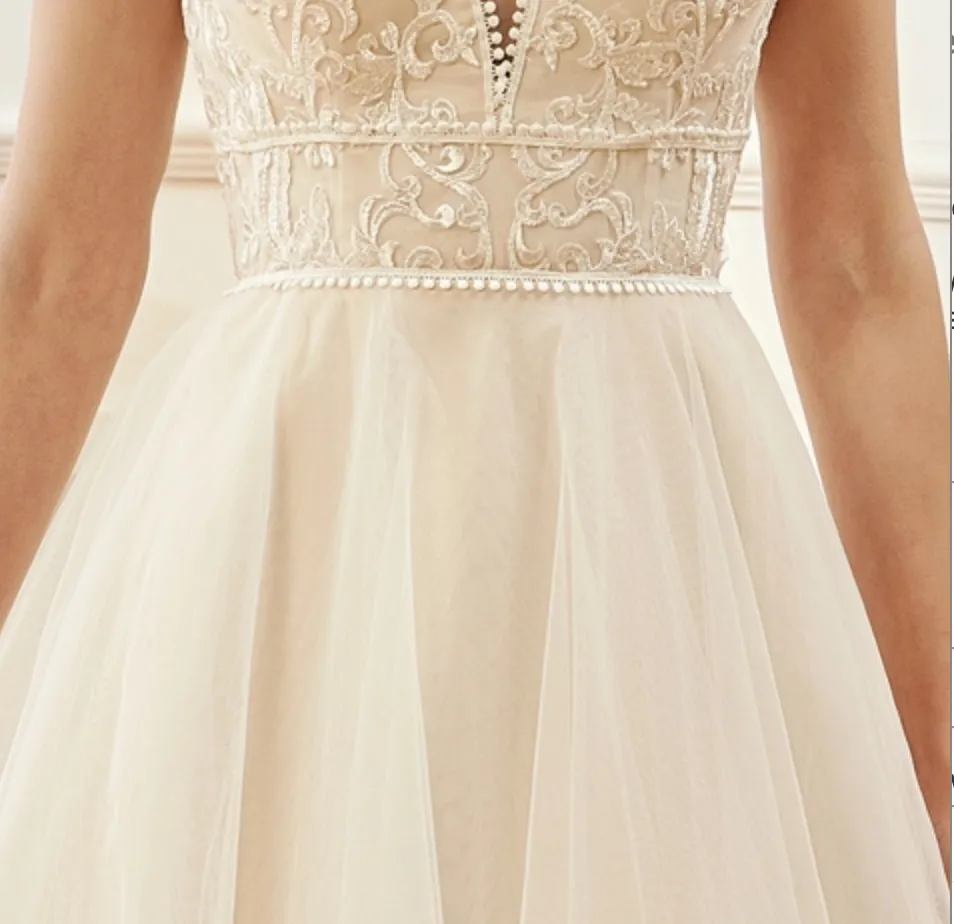 Champagne Romantic Spaghetti Straps A-Line Wedding Dress