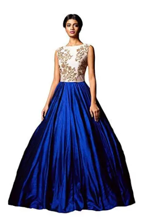 Clickedia Women's Silk Mermaid Gown(Caddbury -Blue Gown_Royal Blue_Free Size)