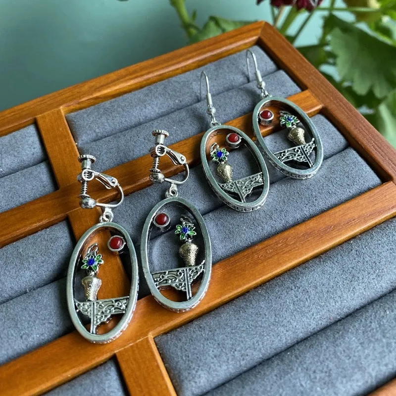 Dangle Earrings: Antique Vase