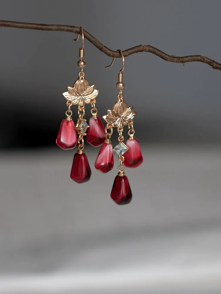 Dangle Earrings: Blood Lotus