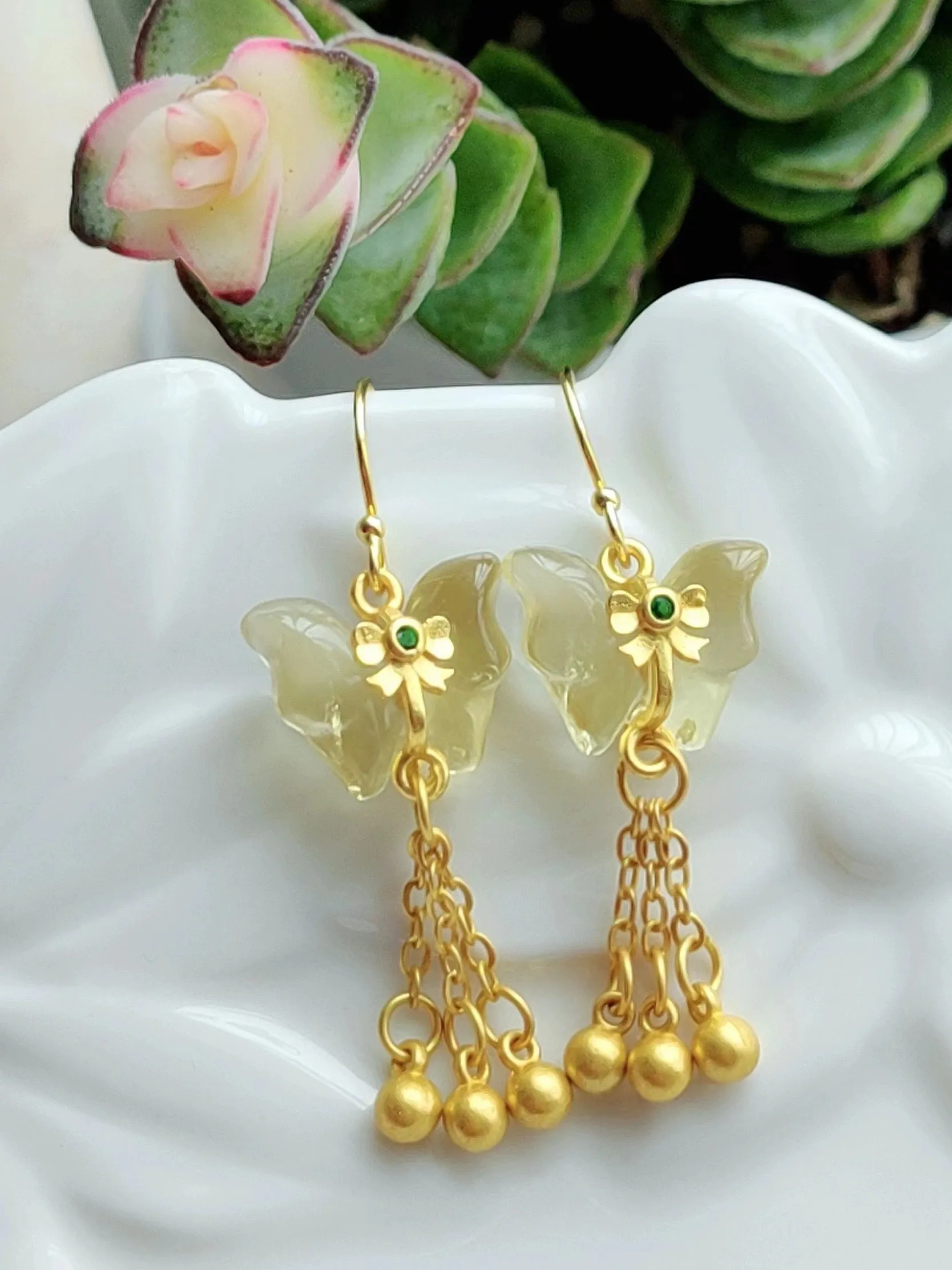 Dangle Earrings: Citrine Butterfly