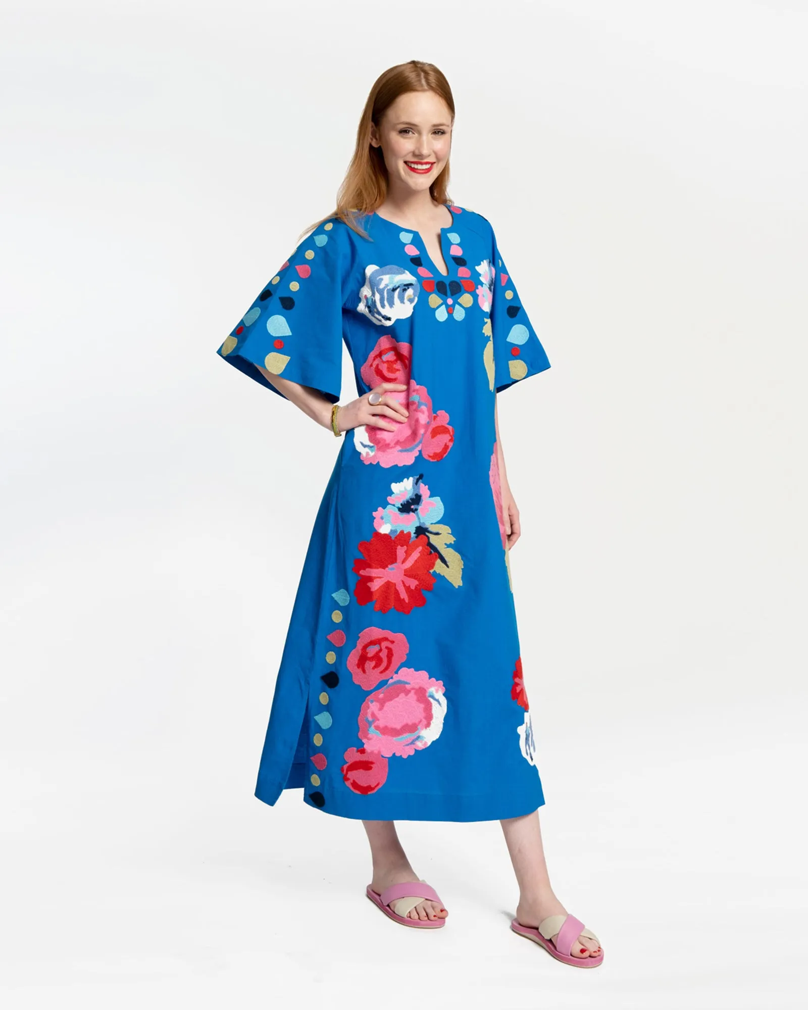 Delightful Caftan Peony Garden Blue Multi