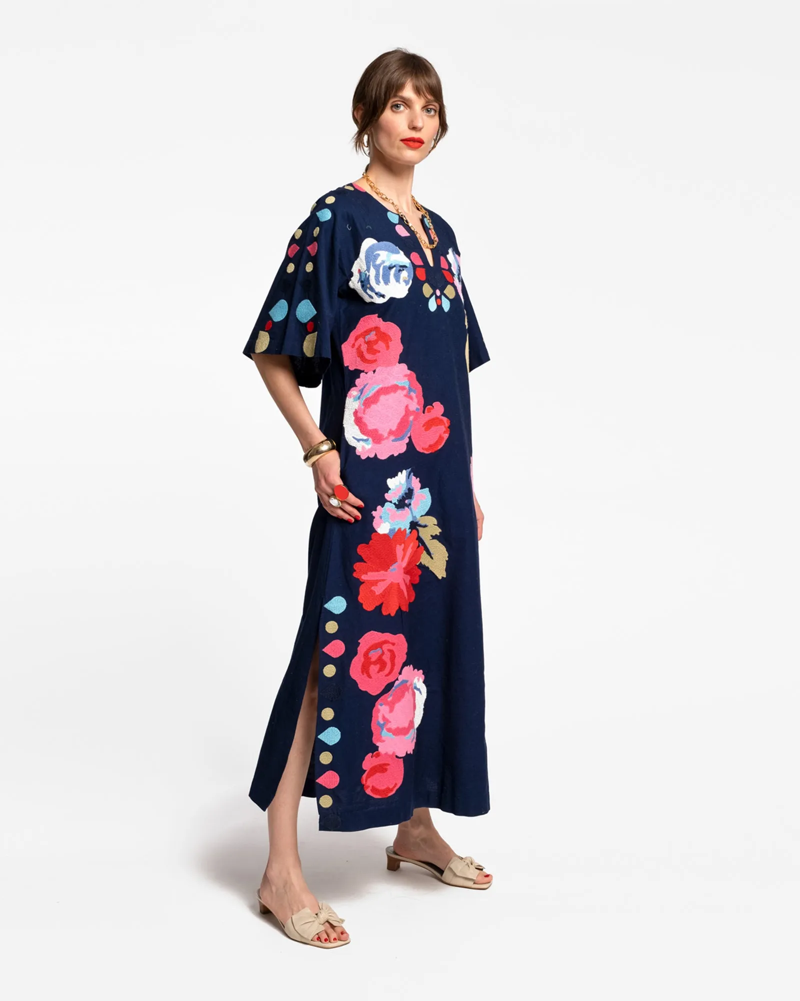 Delightful Caftan Peony Garden Navy Multi