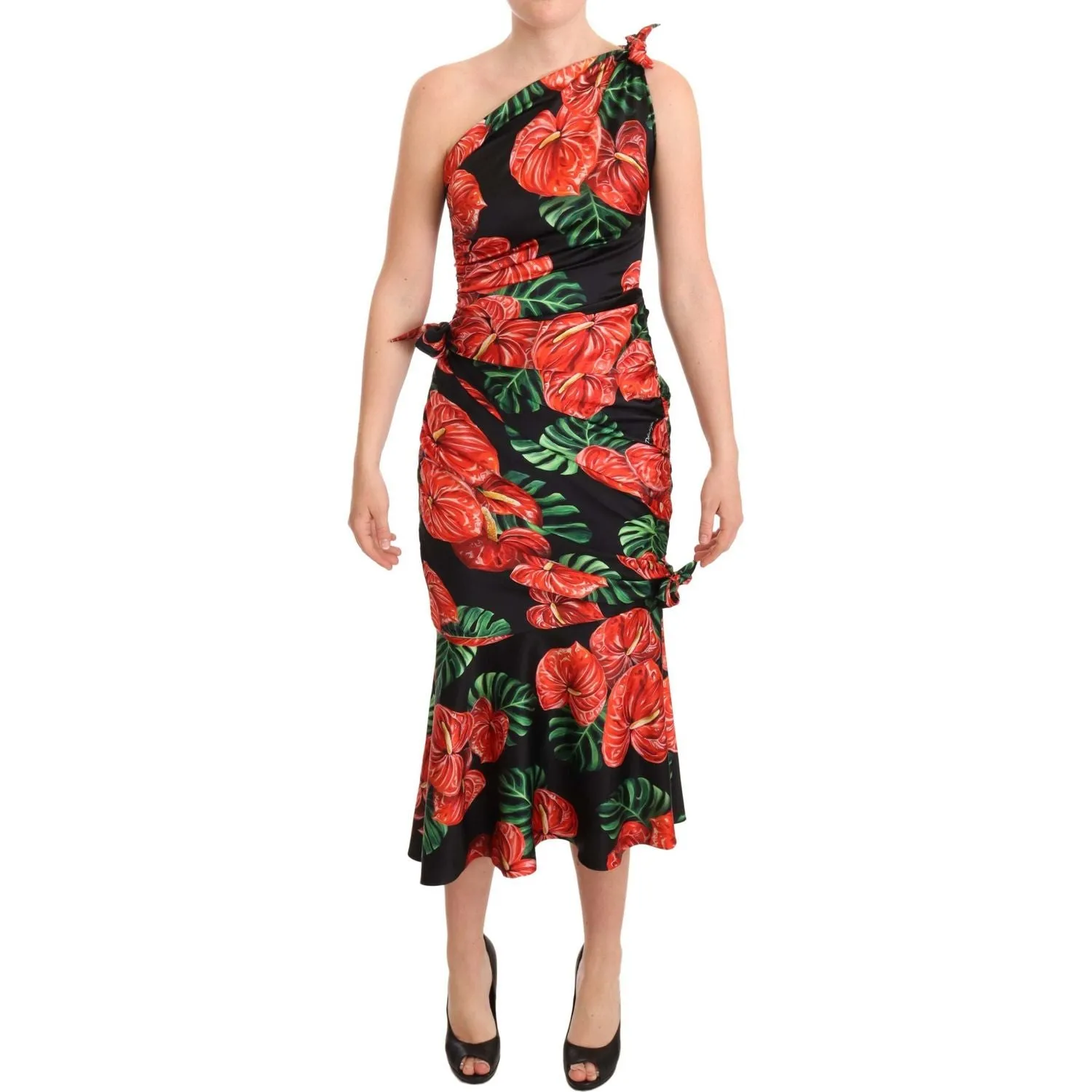 Dolce & Gabbana Elegant Floral Silk Draped Dress