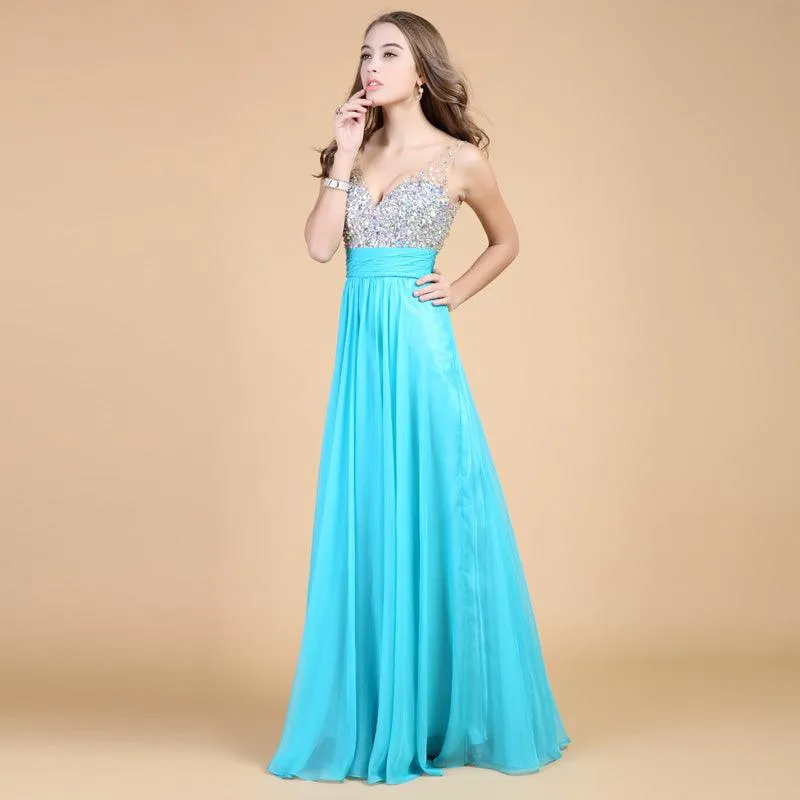 Evening Dress Long Banquet Toast Wedding Dress Evening Dress Chiffon Long Skirt