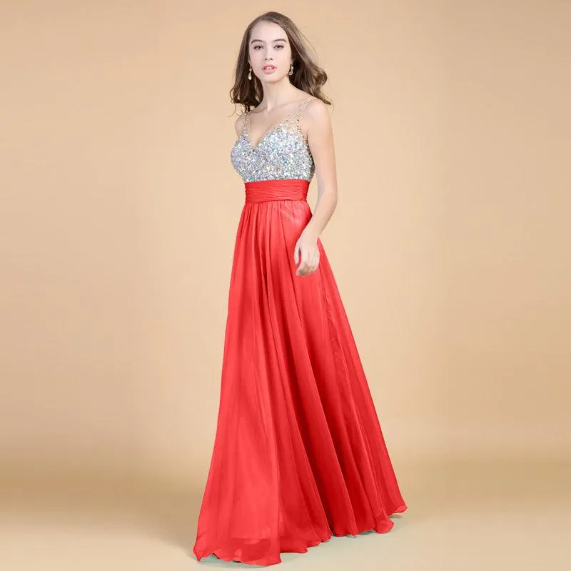 Evening Dress Long Banquet Toast Wedding Dress Evening Dress Chiffon Long Skirt