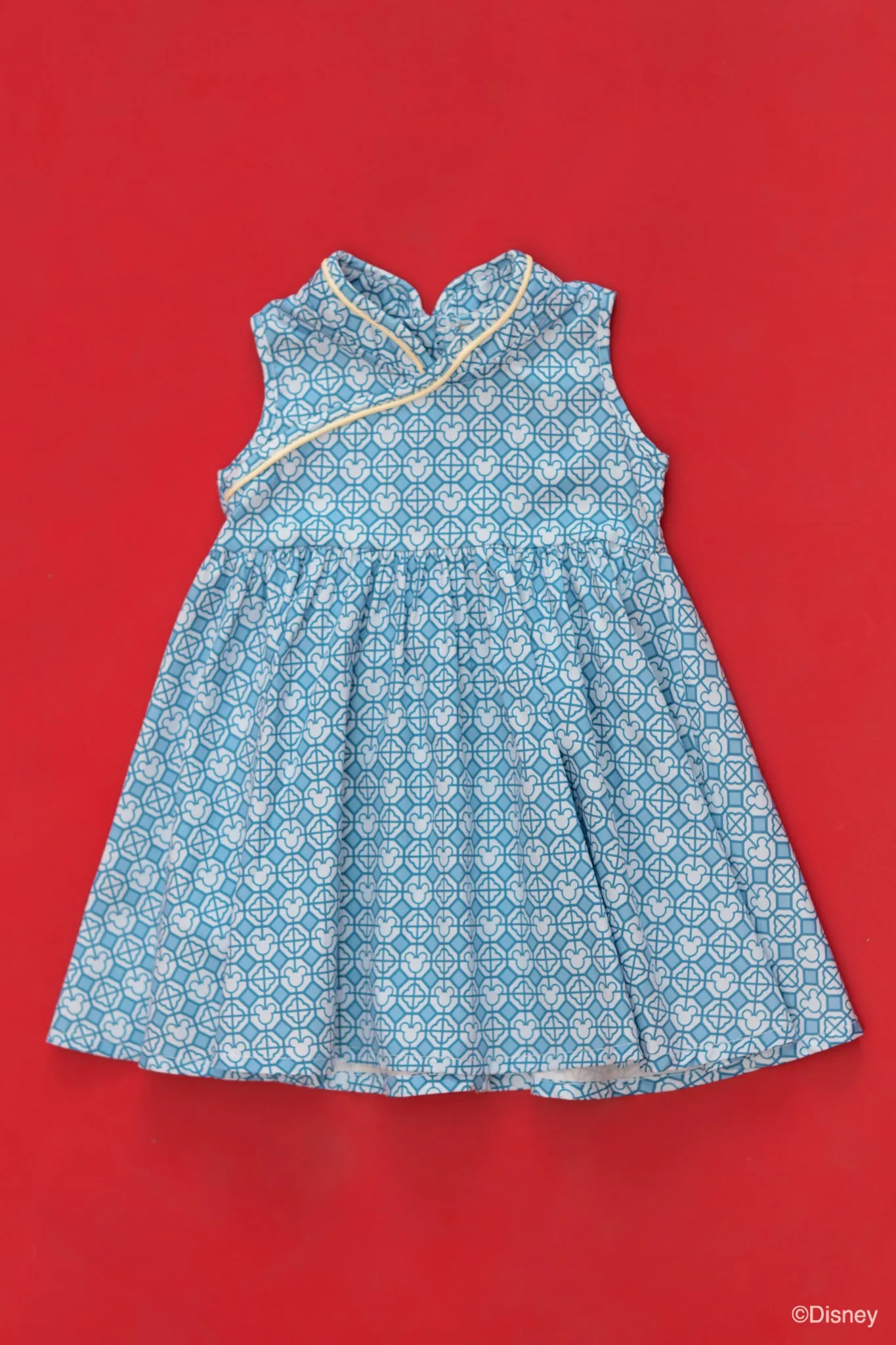 Flare Cheongsam - Blue Mickey Tiles