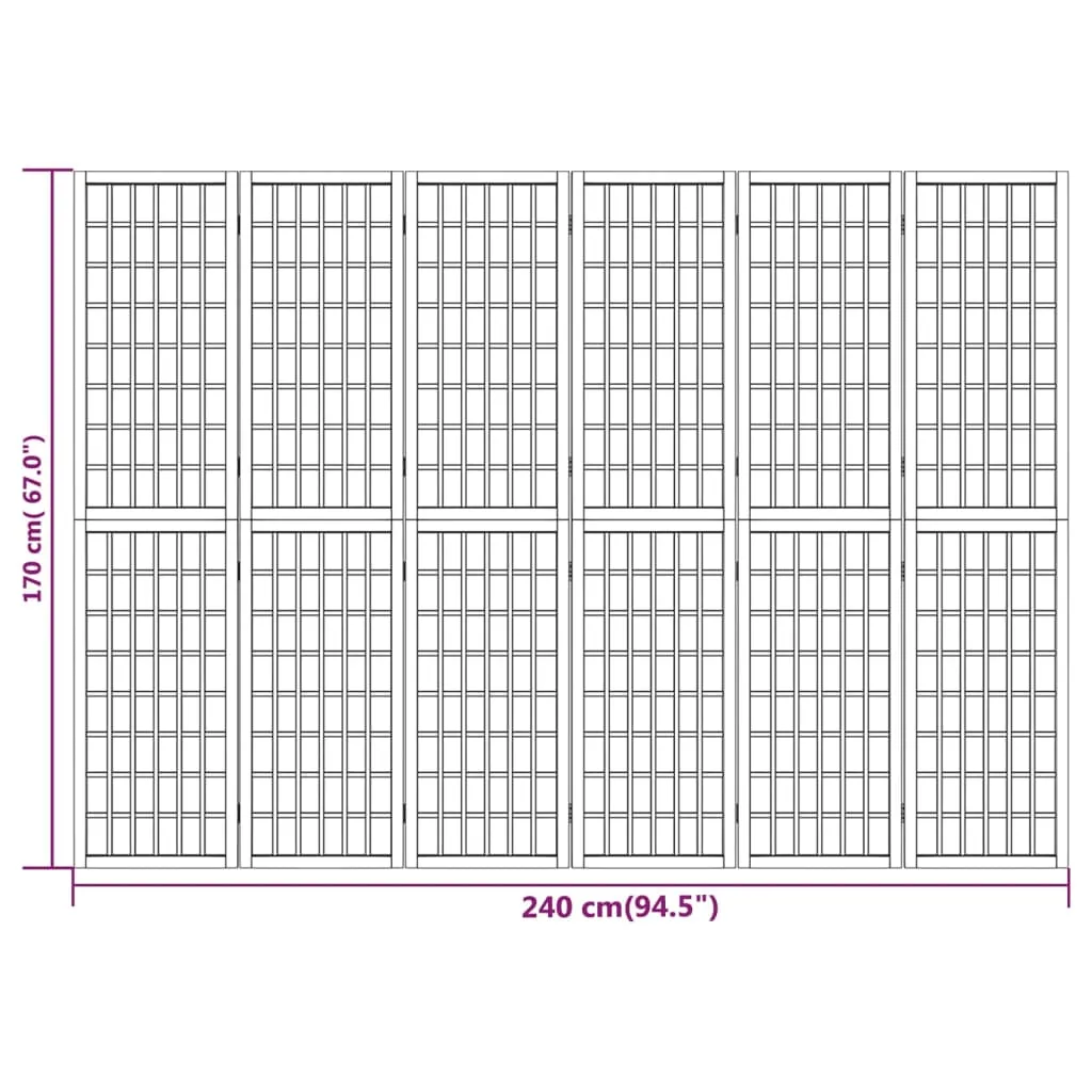 Folding 6-Panel Room Divider Japanese Style 240x170 cm