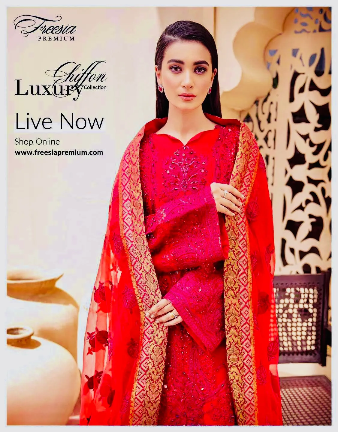 Freesia by Maryum N Maria Luxury Chiffon Collection 2021 – Rosy Evening FH-05