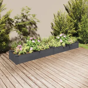 Garden Raised Bed with Liner Grey 240x45x25 cm Solid Wood Fir