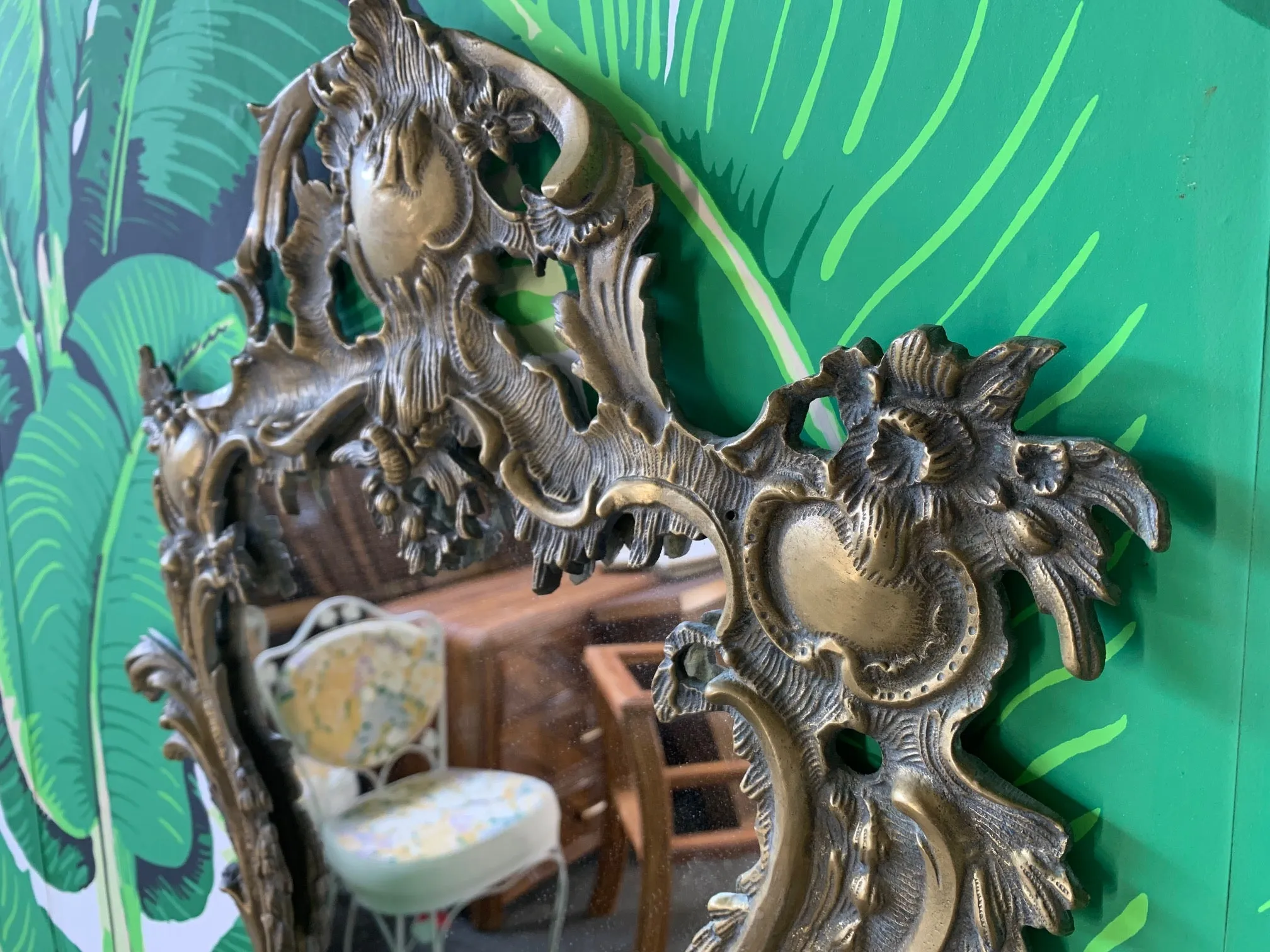 Gilt Brass Ormolu Rococo Style Wall Mirror