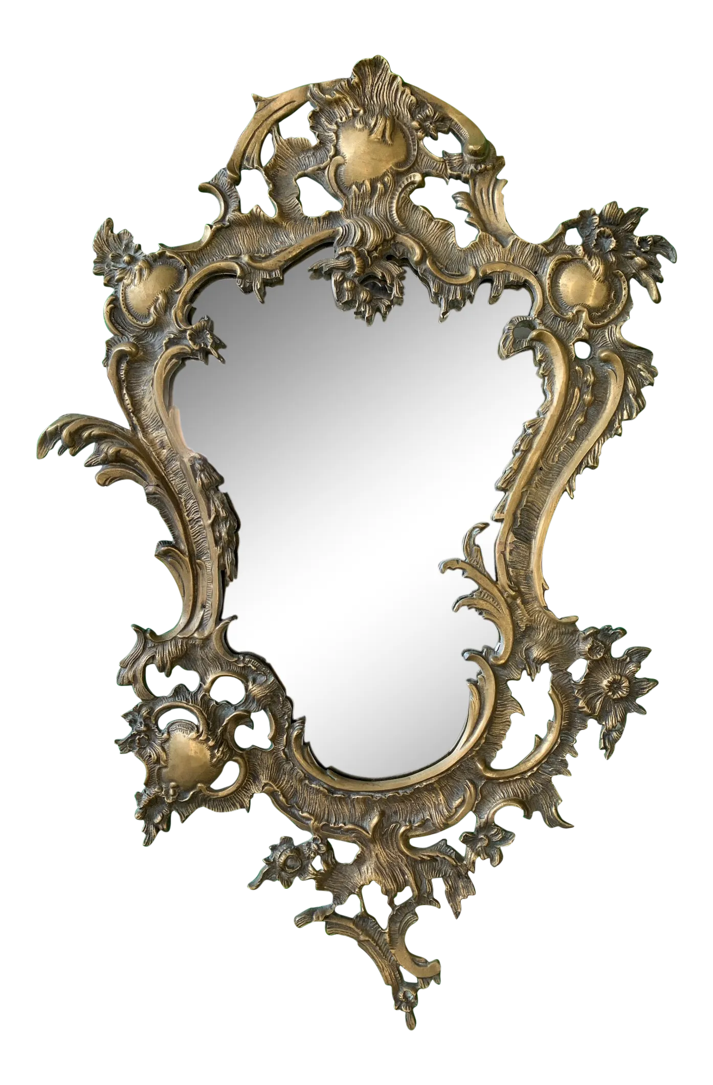 Gilt Brass Ormolu Rococo Style Wall Mirror