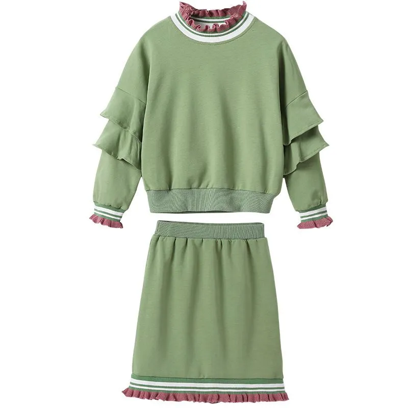 Green Ruffle Skirt Set