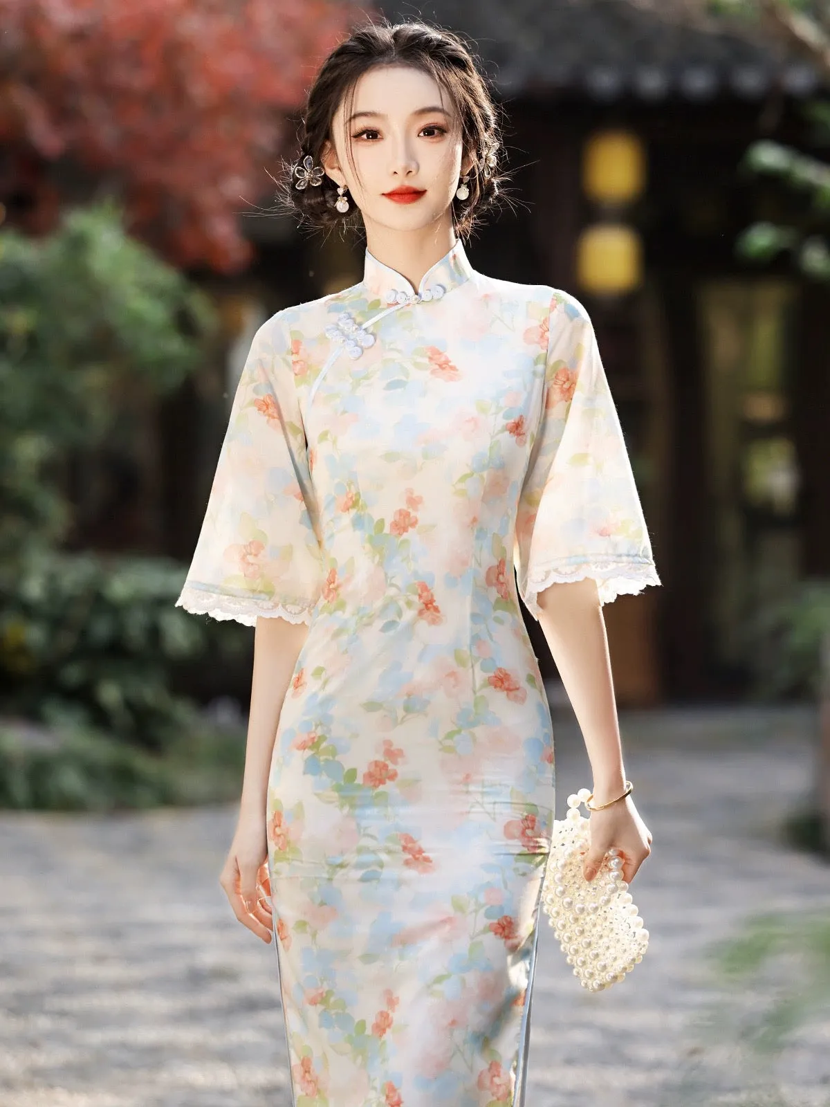 Half Sleeve Midi Cheongsam, Spring