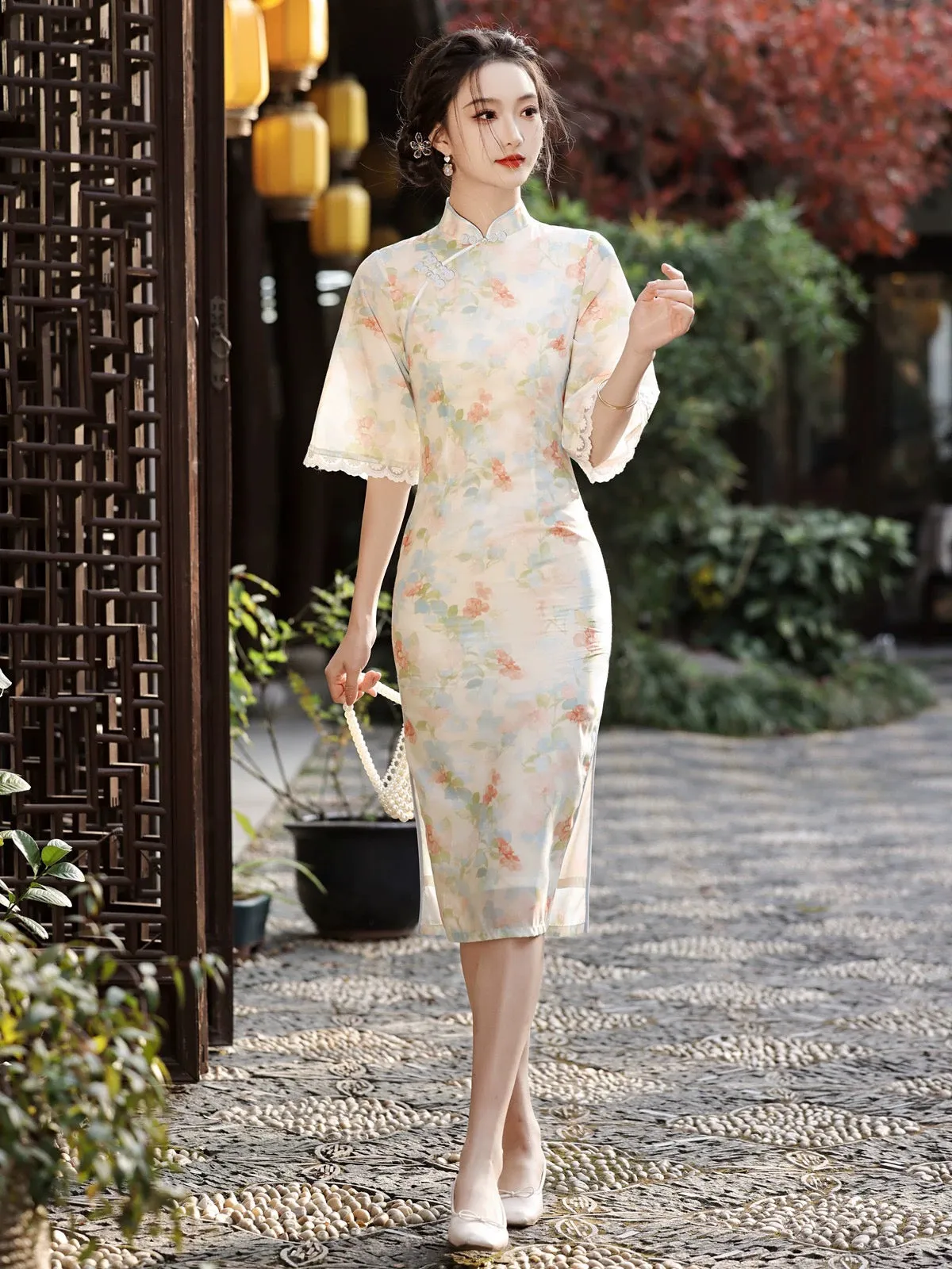 Half Sleeve Midi Cheongsam, Spring