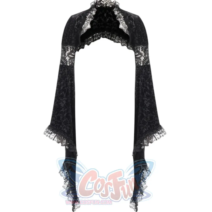 Halloween Gothic Court Style Black Shawl Cheongsam Set