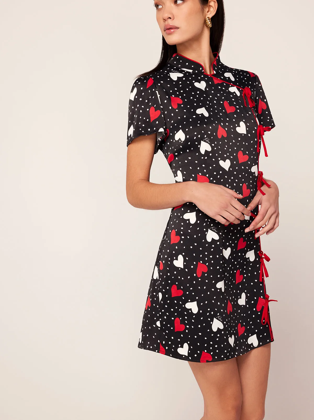 Harlow Red Heart Print Mini Dress