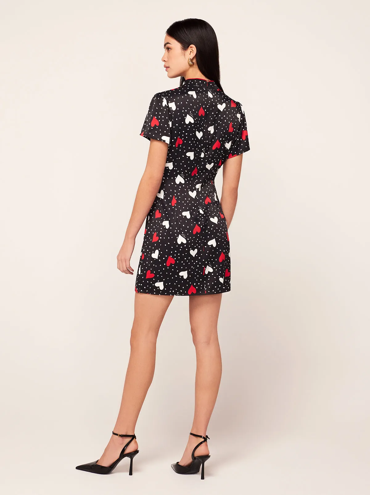 Harlow Red Heart Print Mini Dress