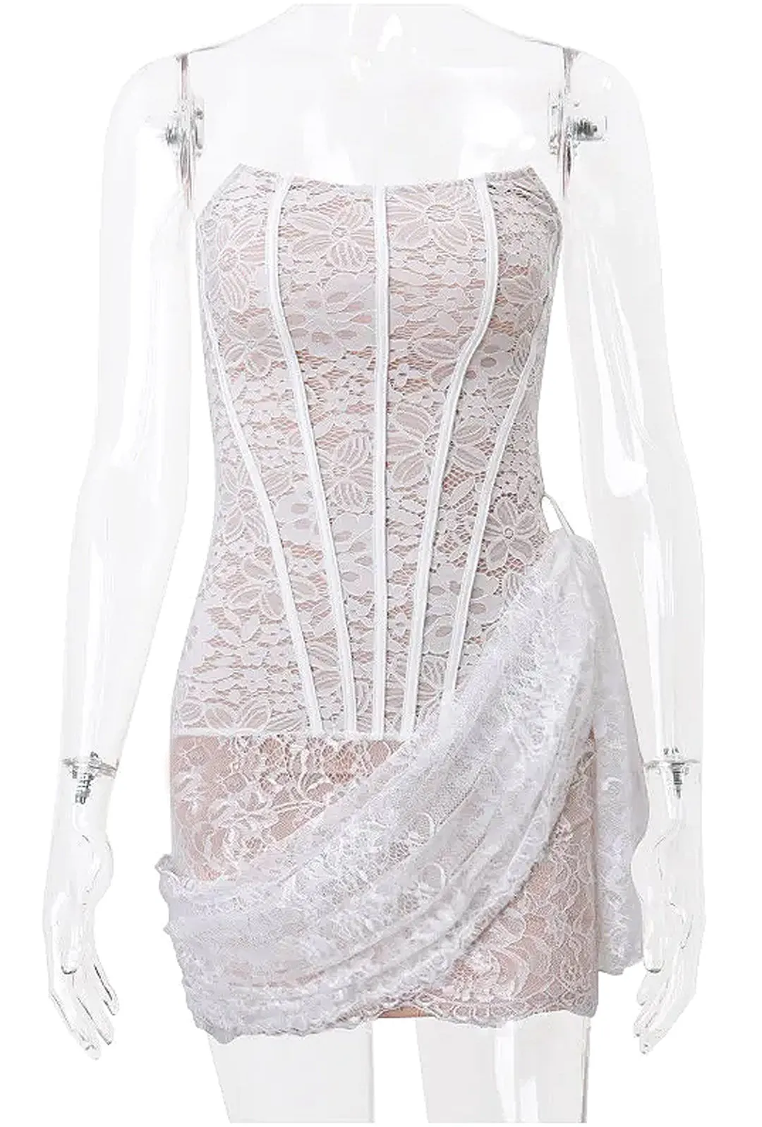 HARRIETT - ASYM LACE CORSET DRESS