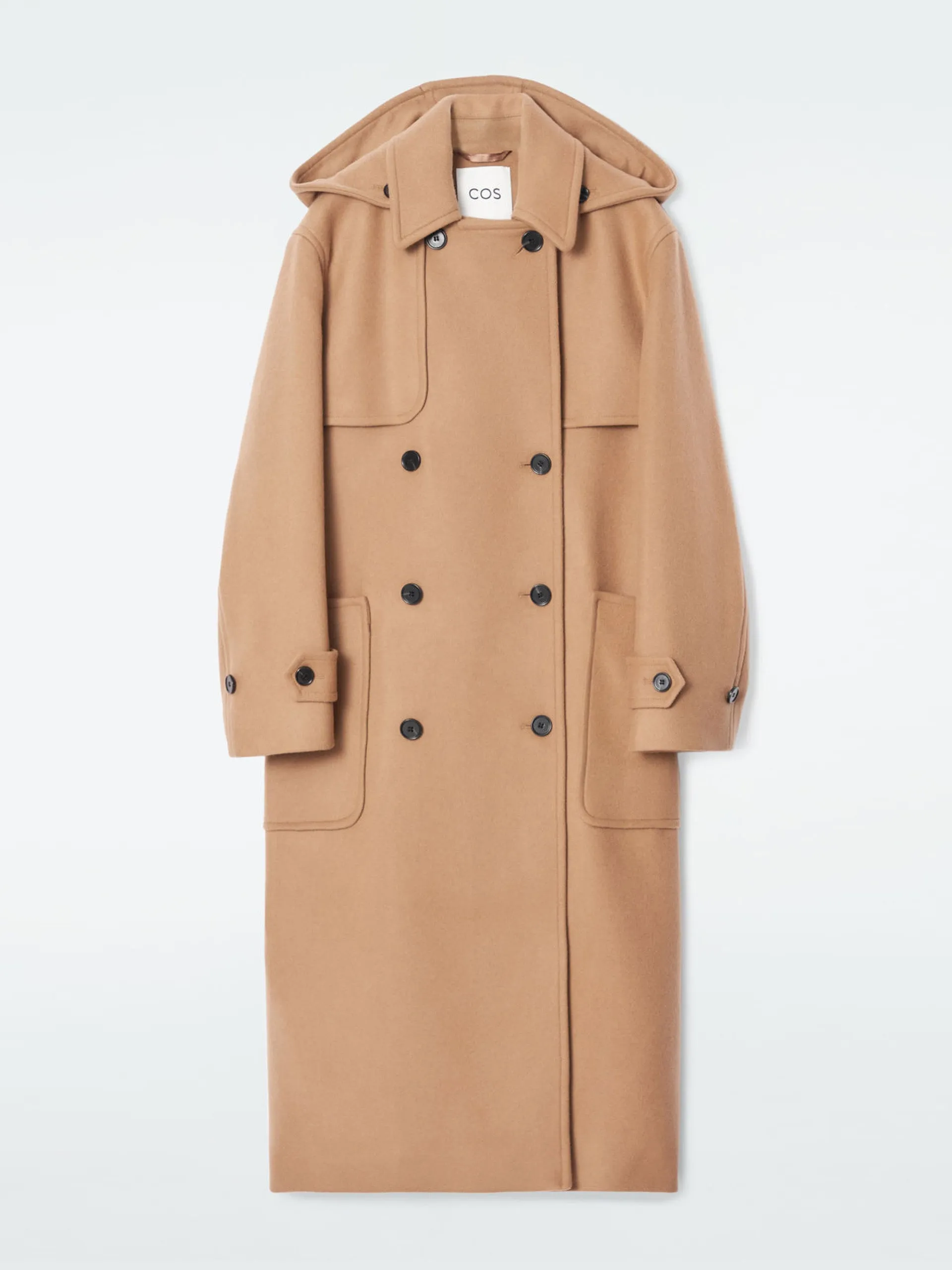 Hooded wool duffle coat