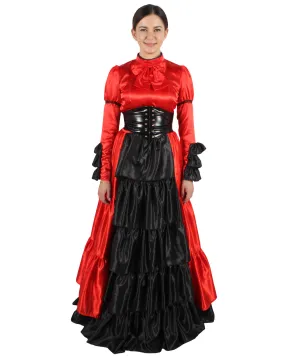 HPO Adult Women's 70's Long Victorian Rococo Costume Dress | Perfect for Halloween | Flame-retardant Synthetic Fabric