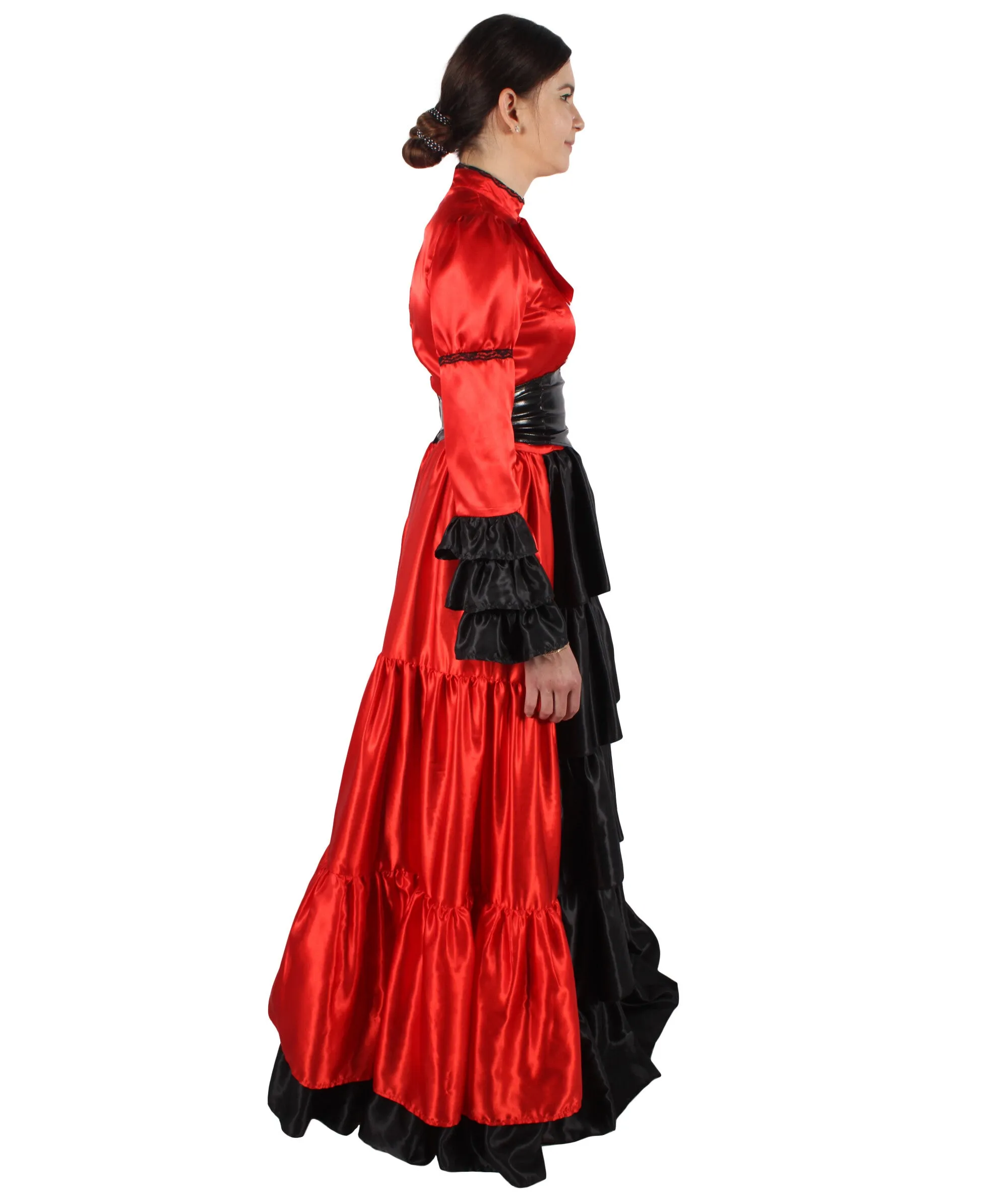 HPO Adult Women's 70's Long Victorian Rococo Costume Dress | Perfect for Halloween | Flame-retardant Synthetic Fabric