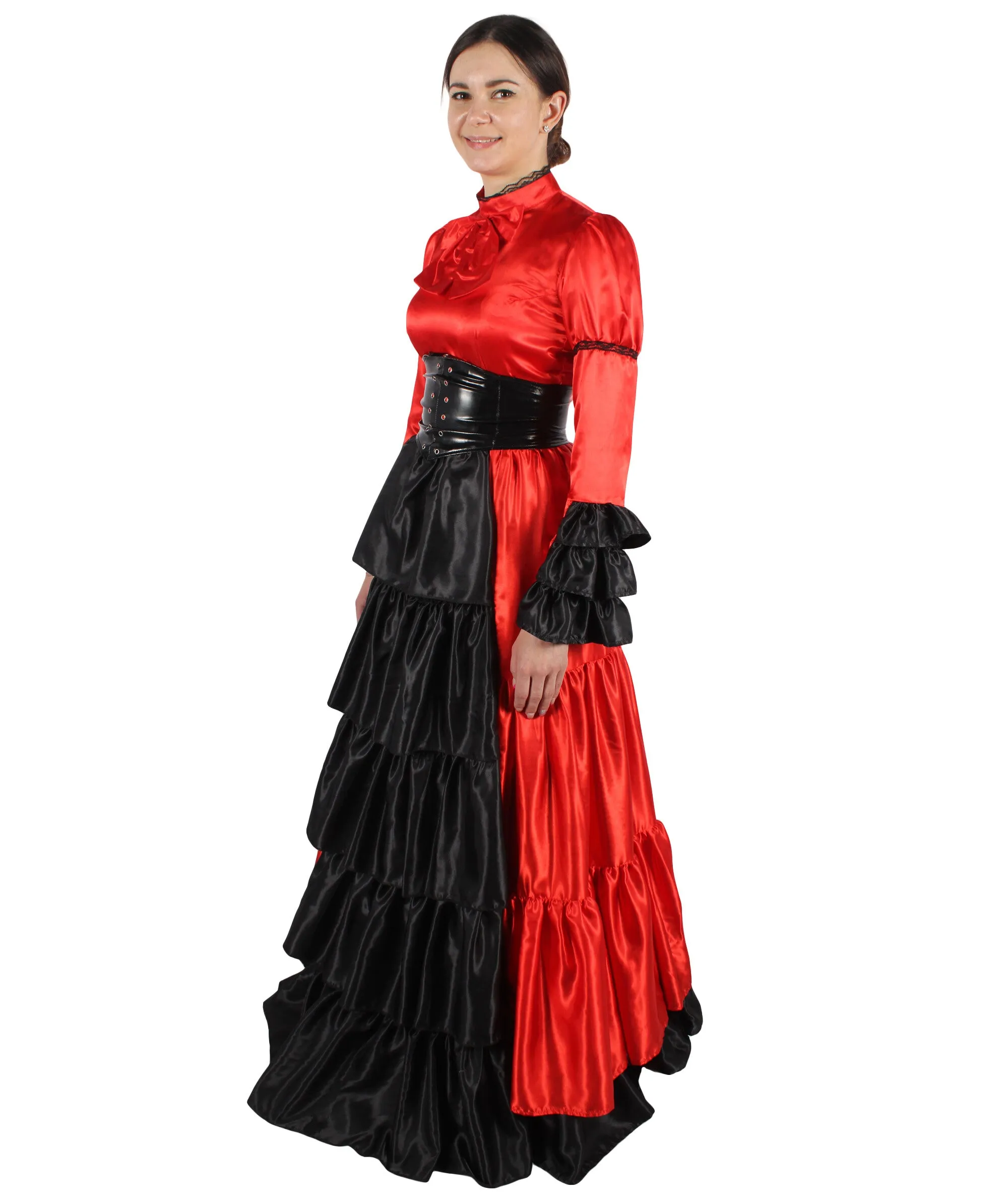 HPO Adult Women's 70's Long Victorian Rococo Costume Dress | Perfect for Halloween | Flame-retardant Synthetic Fabric