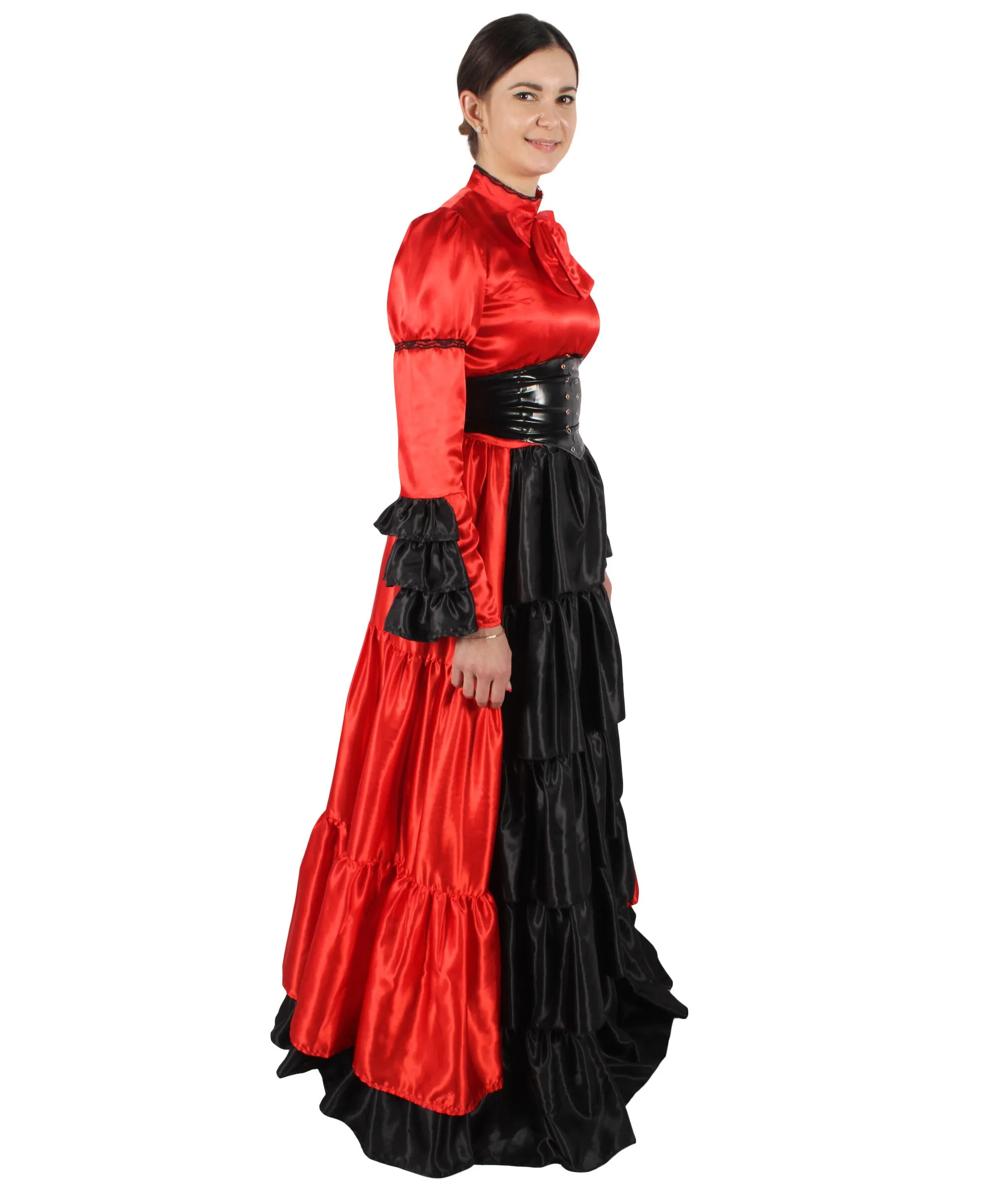 HPO Adult Women's 70's Long Victorian Rococo Costume Dress | Perfect for Halloween | Flame-retardant Synthetic Fabric