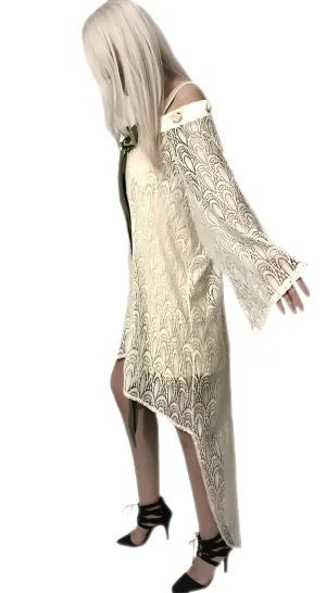 Ivory Sexy Lace Kimono Robe Off- The Shoulder