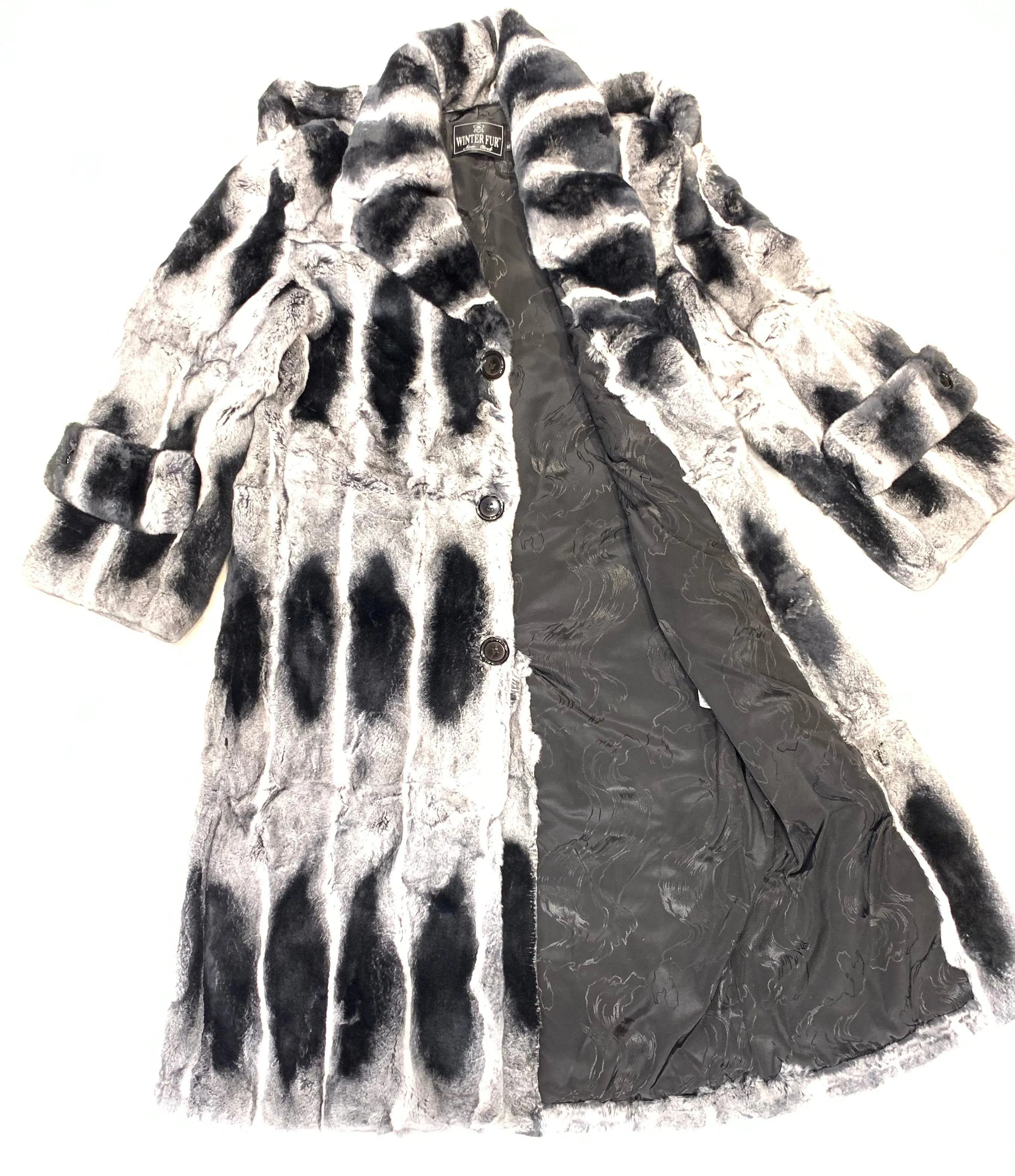 Kashani Men's 3/4  Rex Chinchilla Trench Fur Coat