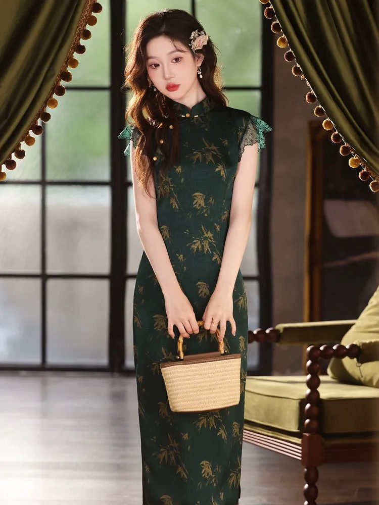 Lace Sleeve Long Cheongsam, Secret Garden