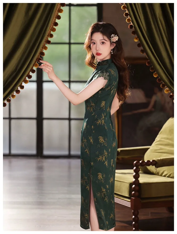 Lace Sleeve Long Cheongsam, Secret Garden