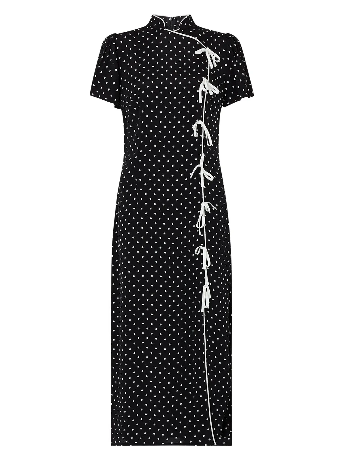 Leia Black Polka Dot Midi Dress