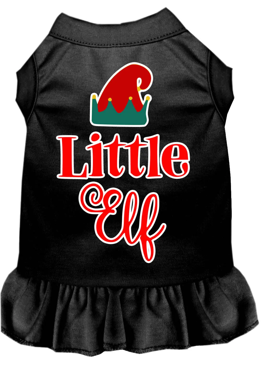 Little Elf Screen Print Dog Dress Black 4x