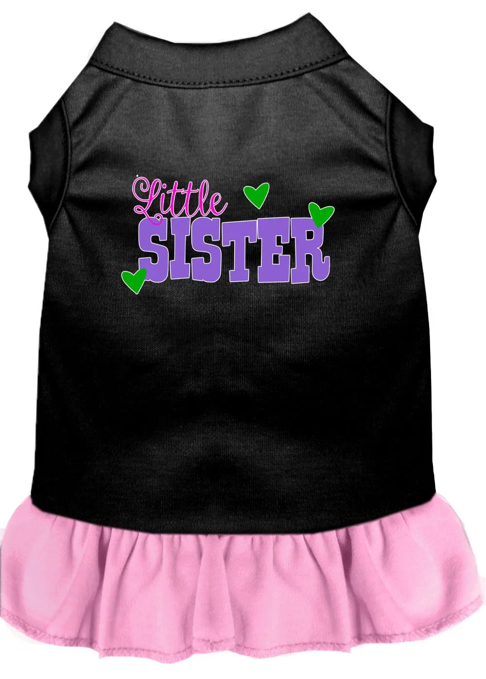 Little Sister Screen Print Dog Dress Black With Light Pink Xxl