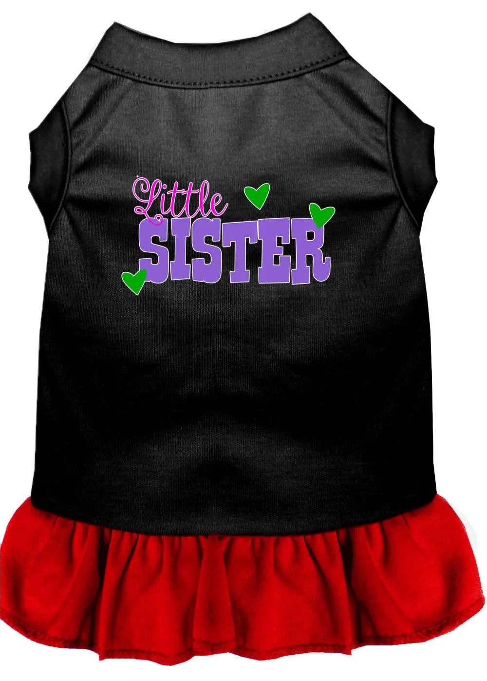 Little Sister Screen Print Dog Dress Black With Red Lg