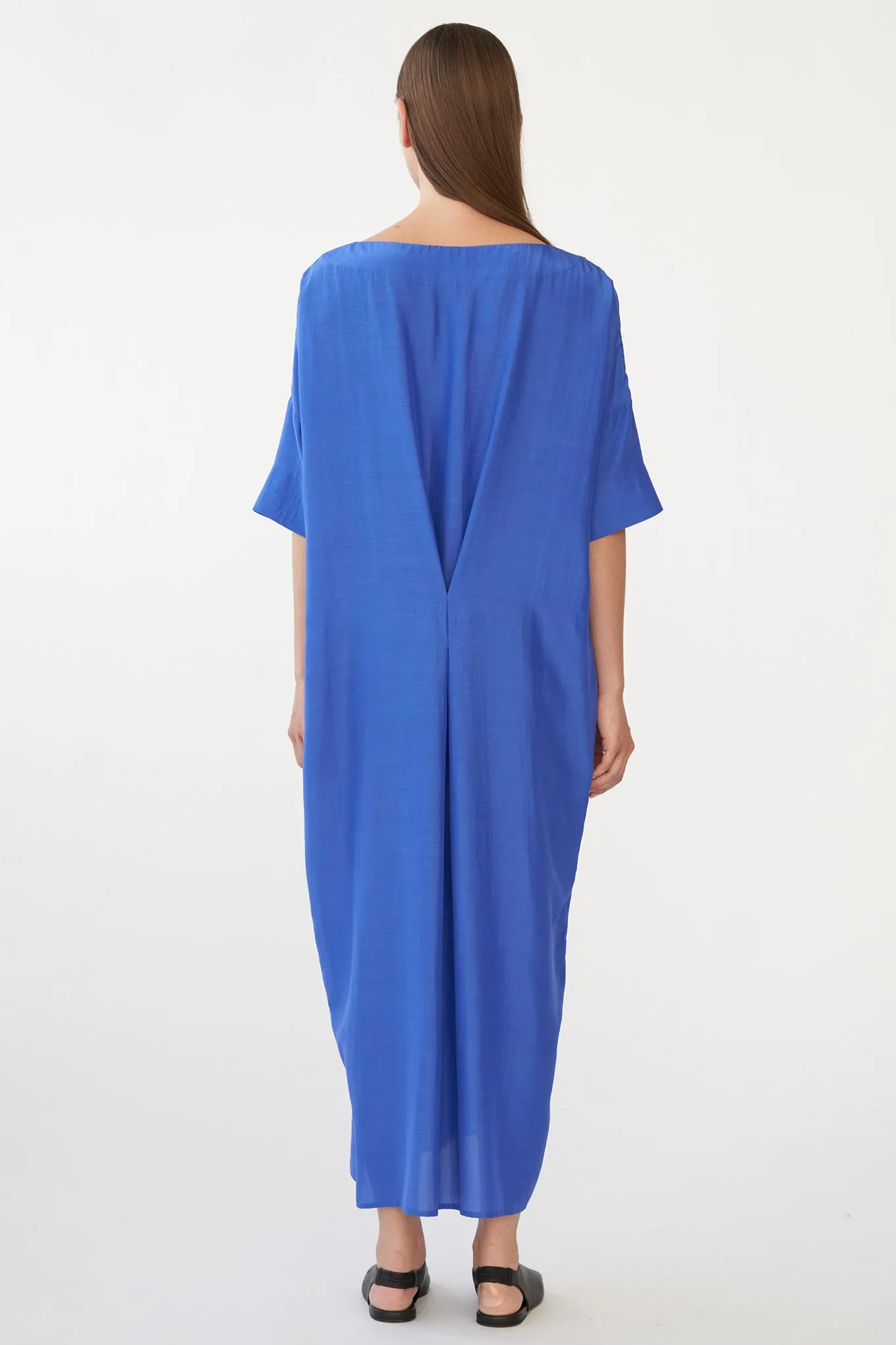 MAIA LONG DRESS - KLEIN BLUE - RECYCLED SILK/SILK